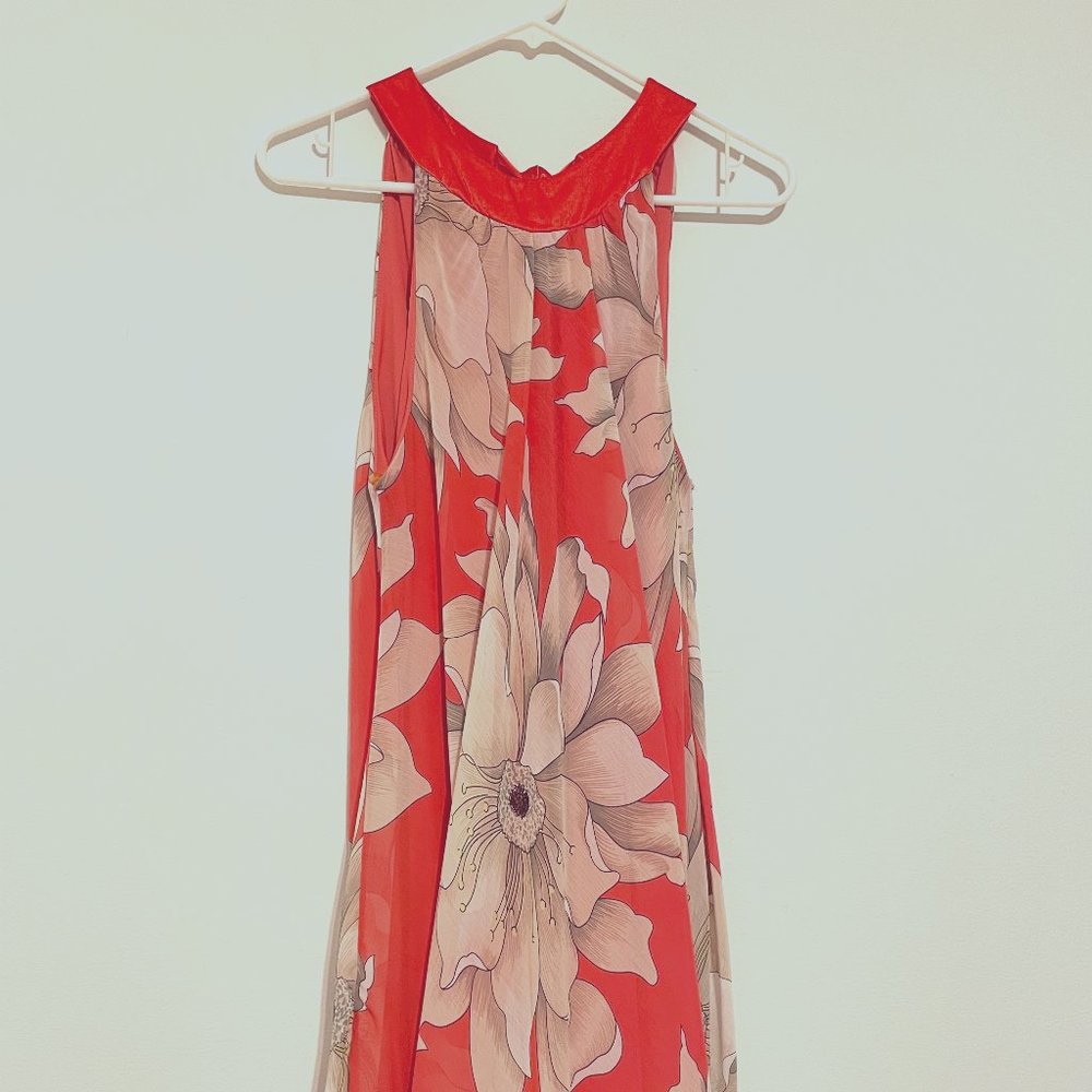 Janette John 3:16 red floral shift dress (medium - xlarge)